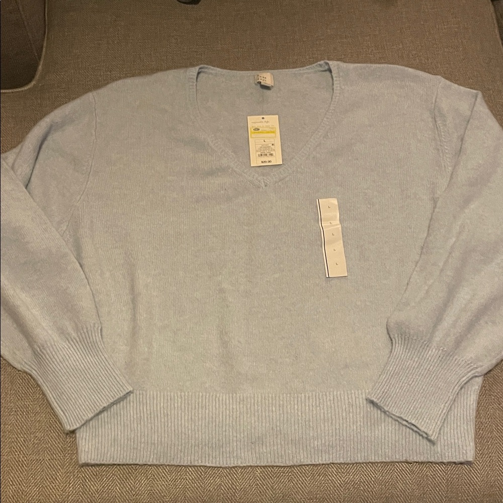 A New Day Light Blue V-Neck Sweater